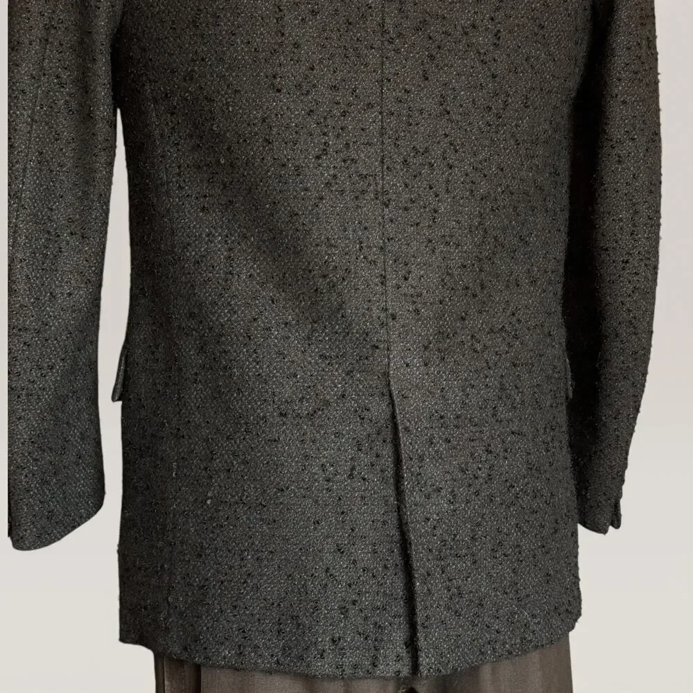 1960s Champion Mod Blazer Danish Harris Tweed Mens Black 3 Button 39L Sport Coat